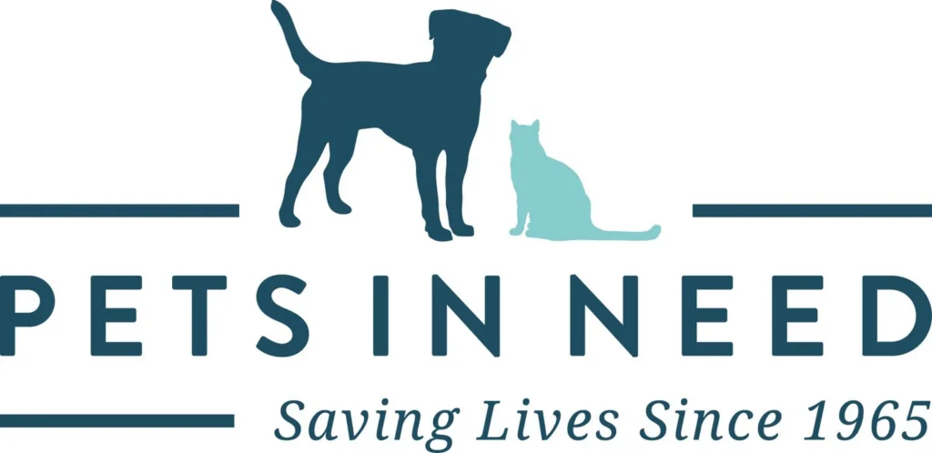 Silhouettes of a dog and a cat above the words PETS IN NEED with Saving Lives Since 1965 written underneath.